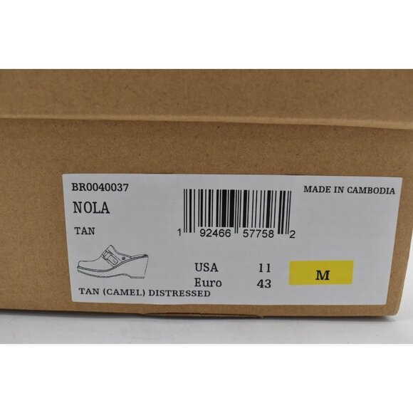 Born Womens 11 Nola Tan Camel Distressed Leather Slip On Platform Clogs Mules - Picture 15 of 15